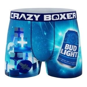 Crazy Boxer Brief Bud Light Beer Mens Size XL Underwear Blue Novelty, New